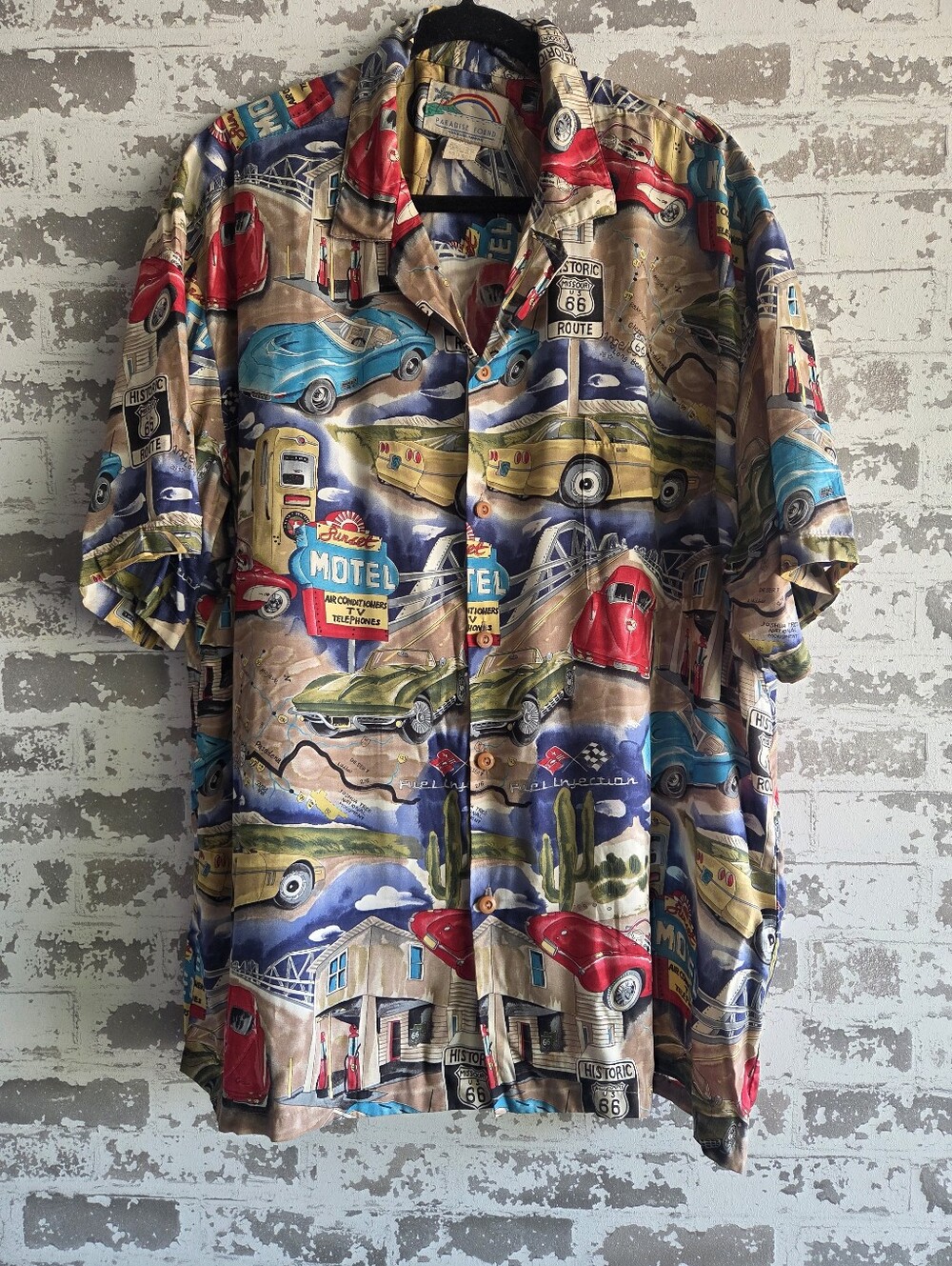 Paradise Found Route 66 Corvette Hawaiian Shirt XL
